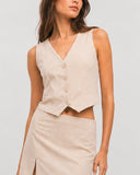 GILET stile gessato LIGHT BEIGE