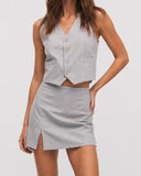 GILET stile gessato GRAY