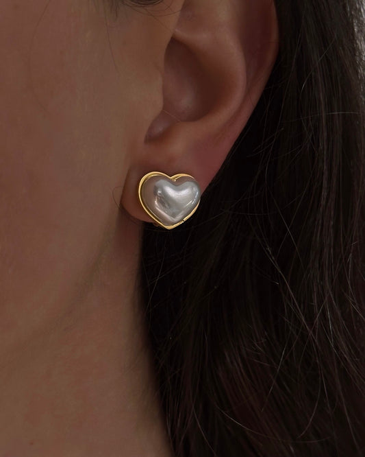 HEART PEARL CLIP small earrings