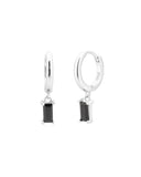 Black Baguette Silver 925 Hoops